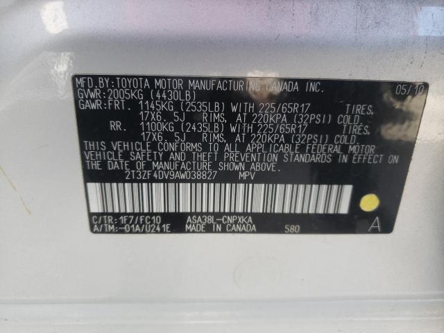 2010 TOYOTA RAV 4 2T3ZF4DV9AW038827