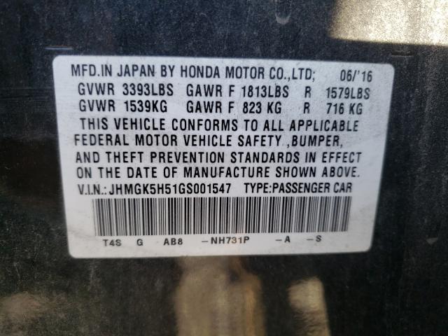 2016 HONDA FIT LX JHMGK5H51GS001547