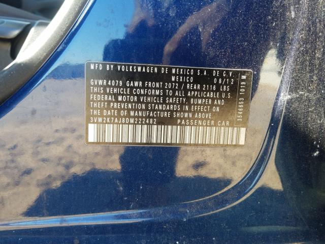 2013 VOLKSWAGEN JETTA BASE 3VW2K7AJ8DM222482