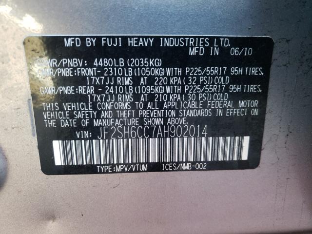 2010 SUBARU FORESTER 2 JF2SH6CC7AH902014