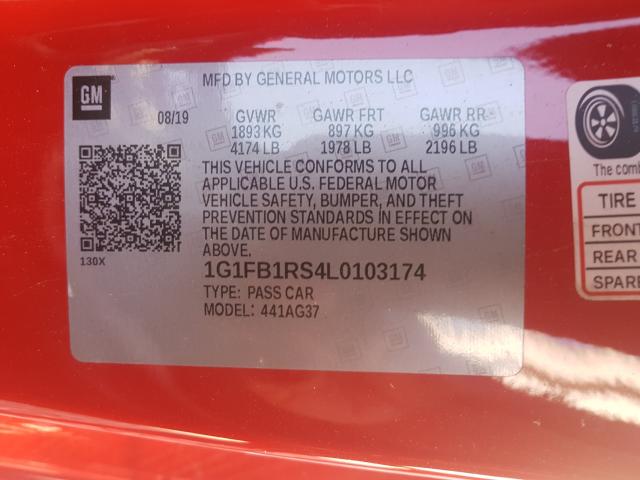 2020 CHEVROLET CAMARO LS 1G1FB1RS4L0103174