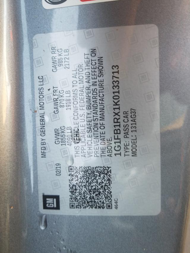 2019 CHEVROLET CAMARO LS 1G1FB1RX1K0133713