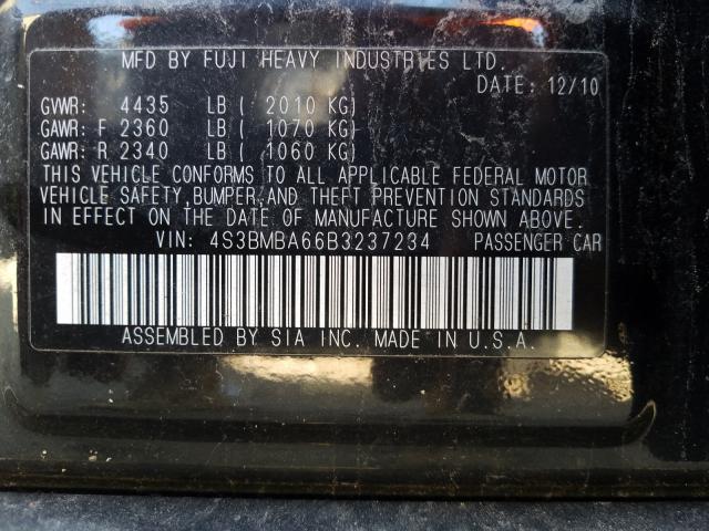 2011 SUBARU LEGACY 2.5 4S3BMBA66B3237234