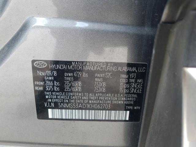 2019 HYUNDAI SANTA FE L 5NMS53AD1KH062703