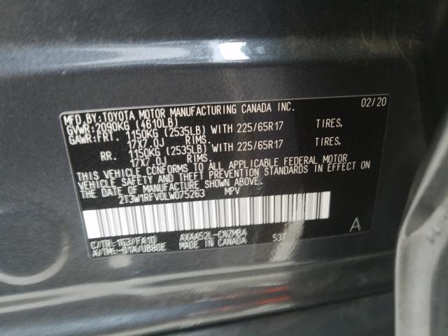 2020 TOYOTA RAV4 XLE 2T3W1RFV0LW075263