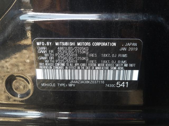 2019 MITSUBISHI OUTLANDER JA4AZ3A38KZ037116