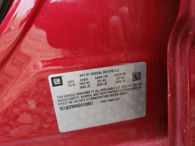 2016 CHEVROLET SONIC 1G1JC6SHXG4169651