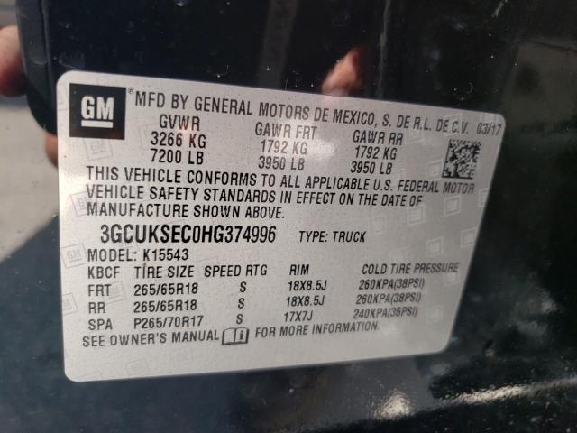 2017 CHEVROLET SILVERADO 3GCUKSEC0HG374996