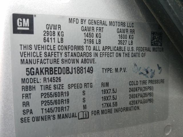 2011 BUICK ENCLAVE CX 5GAKRBED0BJ188149