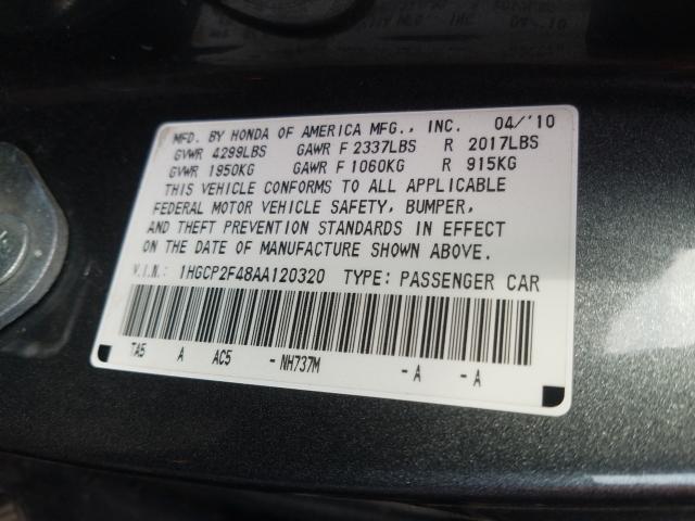 2010 HONDA ACCORD LXP 1HGCP2F48AA120320
