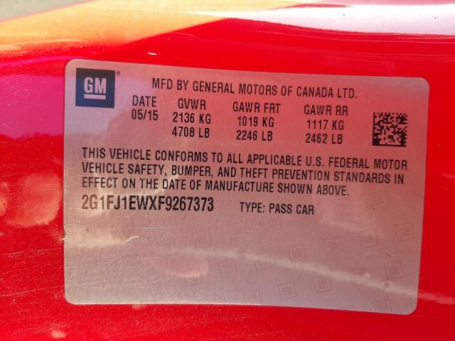 2015 CHEVROLET CAMARO 2SS 2G1FJ1EWXF9267373