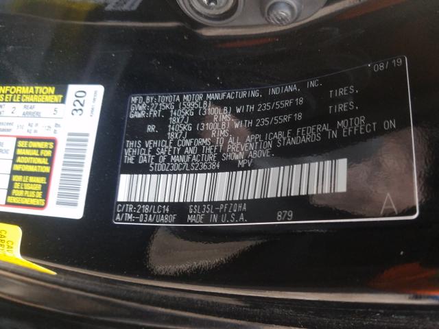 2020 TOYOTA SIENNA XLE 5TDDZ3DC7LS236384