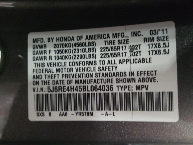 2011 HONDA CR-V SE 5J6RE4H45BL064036