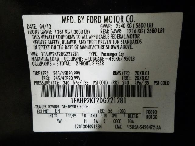 2013 FORD TAURUS SHO 1FAHP2KT2DG221281