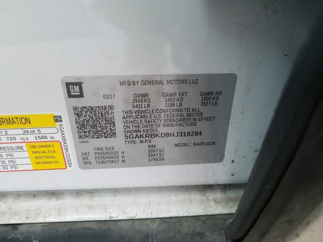 2017 BUICK ENCLAVE 5GAKRBKD9HJ319284