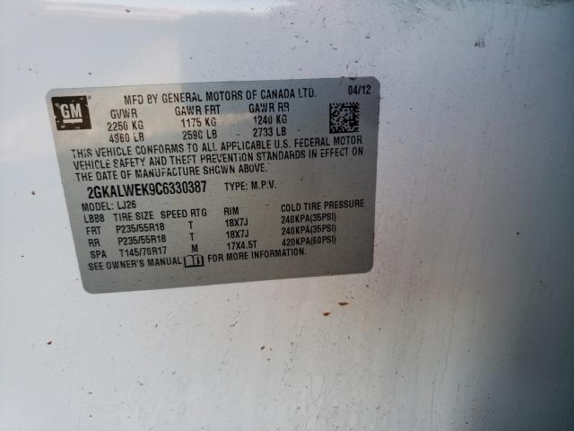 2012 GMC TERRAIN SL 2GKALWEK9C6330387