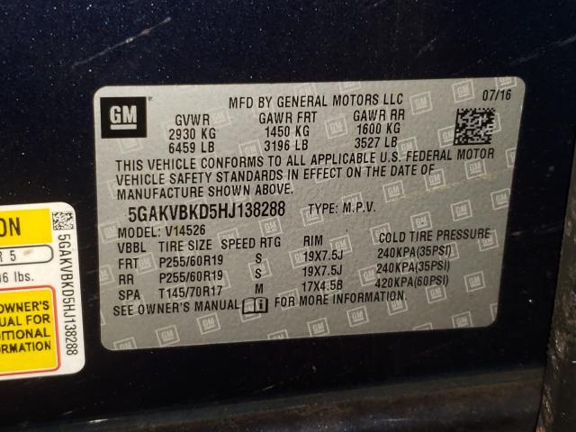 2017 BUICK ENCLAVE 5GAKVBKD5HJ138288