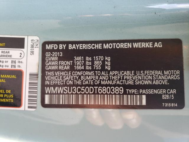 2013 MINI COOPER WMWSU3C50DT680389