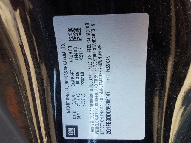 2011 CHEVROLET CAMARO LT 2G1FB3DD0B9206147