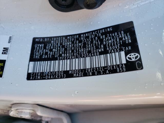 2020 TOYOTA COROLLA LE 5YFEPRAE1LP056488