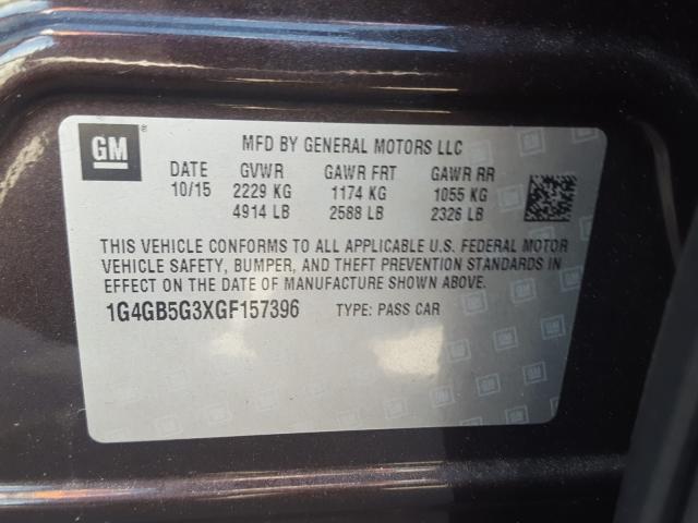 2016 BUICK LACROSSE 1G4GB5G3XGF157396