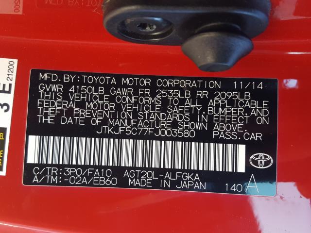 2015 TOYOTA SCION TC JTKJF5C77FJ003580