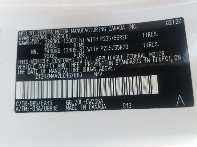 2020 LEXUS RX 350 2T2HZMAA2LC167683