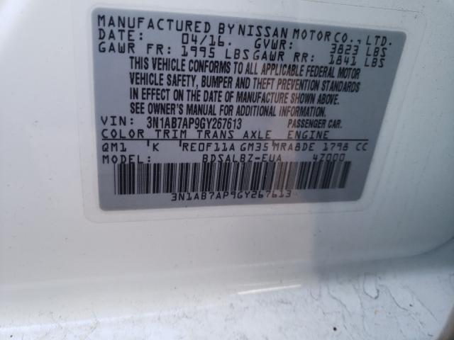 2016 NISSAN SENTRA S 3N1AB7AP9GY267613