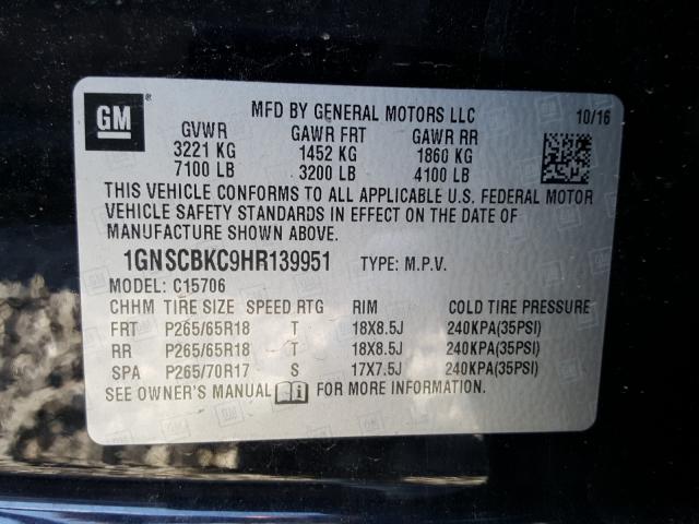 2017 CHEVROLET TAHOE C150 1GNSCBKC9HR139951