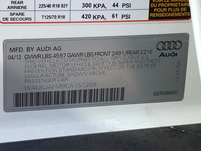2012 AUDI A3 PREMIUM WAUKJAFM9CA151209