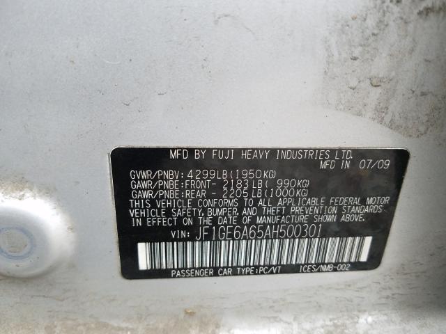2010 SUBARU IMPREZA 2. JF1GE6A65AH500301
