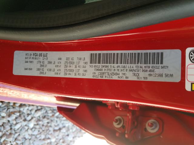 2020 RAM 1500 BIG H 1C6SRFFT6LN254944
