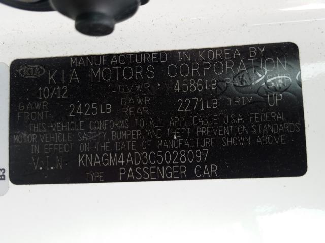 2012 KIA OPTIMA HYB KNAGM4AD3C5028097
