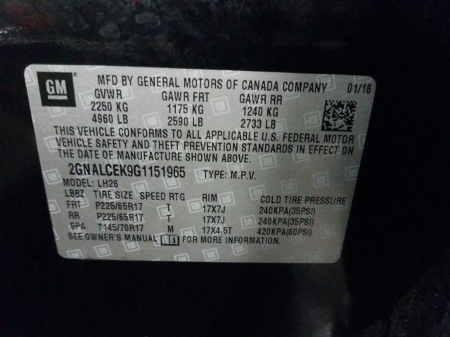 2016 CHEVROLET EQUINOX LT 2GNALCEK9G1151965