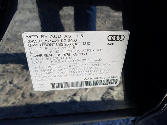 VIN WA1C2AFP4HA081456 2017 Audi Q5, Premium no.10