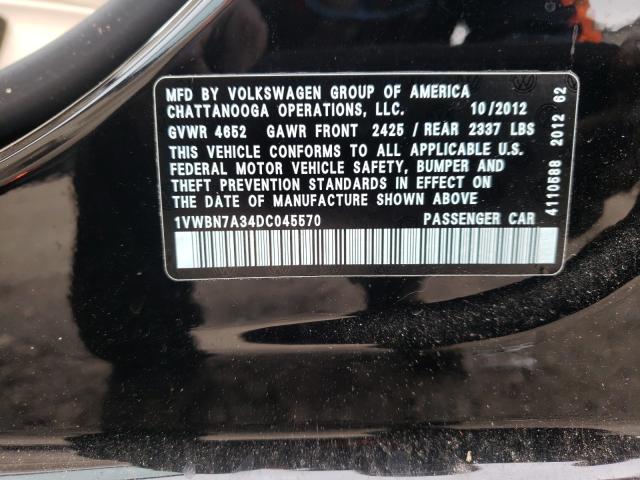 2013 VOLKSWAGEN PASSAT SE 1VWBN7A34DC045570