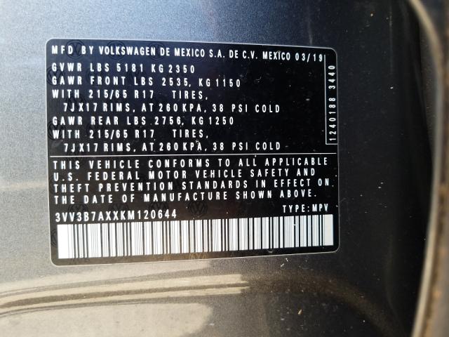 2019 VOLKSWAGEN TIGUAN SE 3VV3B7AXXKM120644