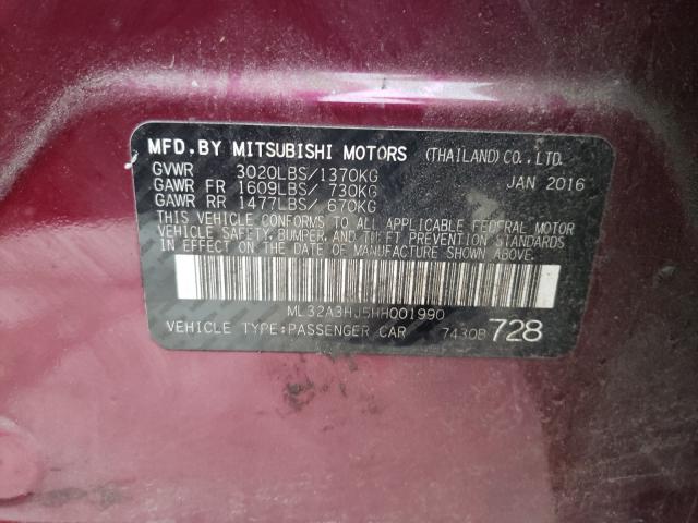 2017 MITSUBISHI MIRAGE ES ML32A3HJ5HH001990