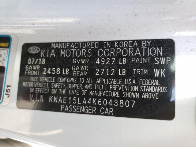 2019 KIA STINGER KNAE15LA4K6043807