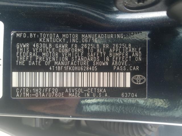 2017 TOYOTA CAMRY LE 4T1BF1FK0HU628405