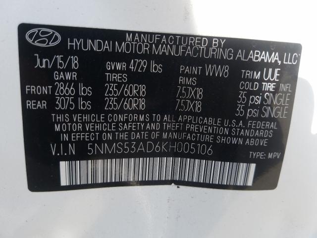2019 HYUNDAI SANTA FE L 5NMS53AD6KH005106