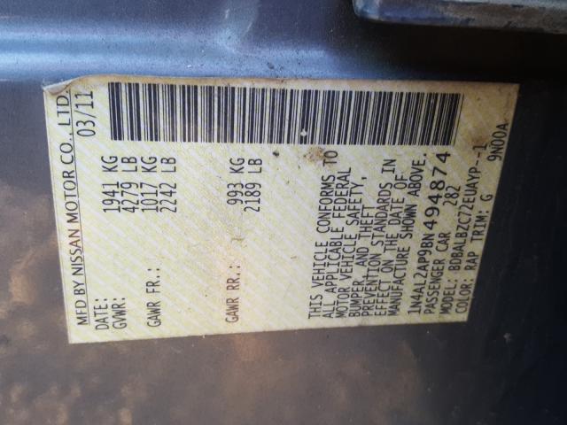 2011 NISSAN ALTIMA BAS 1N4AL2AP9BN494874