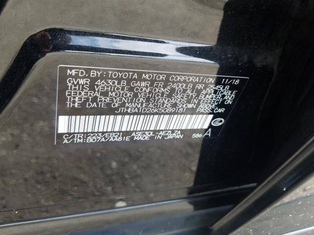 2019 LEXUS IS 300 JTHBA1D26K5089181