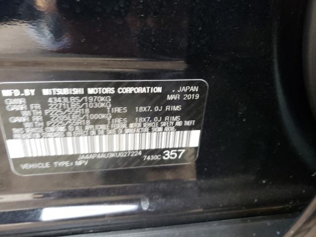 2019 MITSUBISHI OUTLANDER JA4AP4AU3KU027224