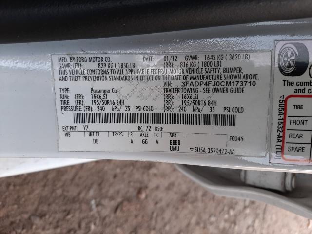 2012 FORD FIESTA SES 3FADP4FJ0CM173710