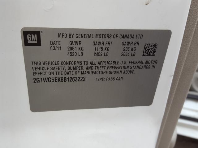 2011 CHEVROLET IMPALA LT 2G1WG5EK8B1263222