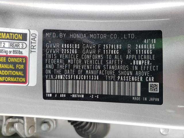 2018 HONDA CLARITY JHMZC5F16JC011336
