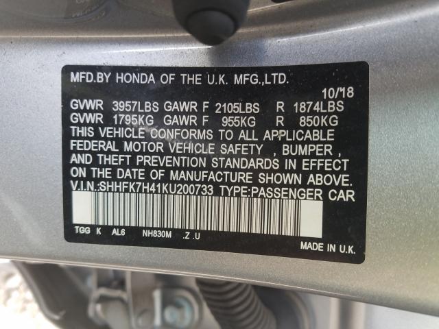 2019 HONDA CIVIC SPOR SHHFK7H41KU200733