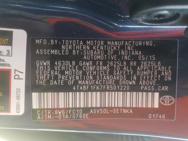 2015 TOYOTA CAMRY LE 4T4BF1FK7FR501220