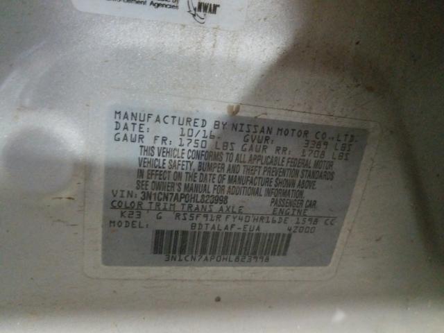 2017 NISSAN VERSA S 3N1CN7AP0HL823998